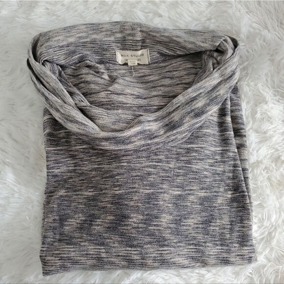 Max Studio Women's Size Small Scoop Neck Gray Black and Tan Sweater - Picture 5 of 12